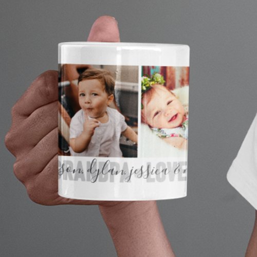 4_Photo Love You Grandpa Grandchildrens Names Coffee Mug