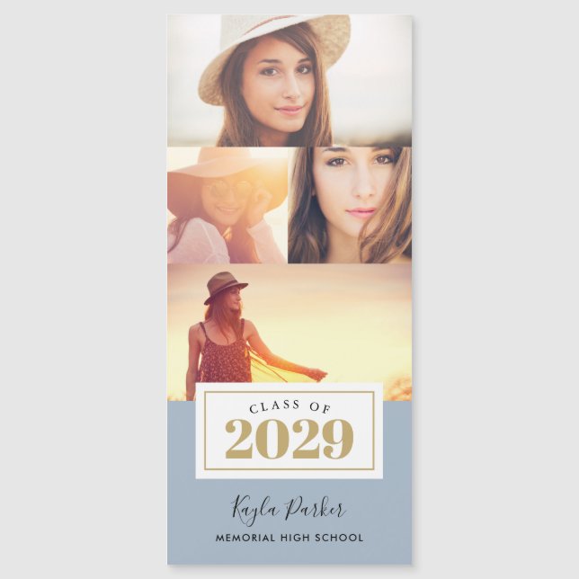 4 Photo Magnetic Graduation Announcement Cards (Front)