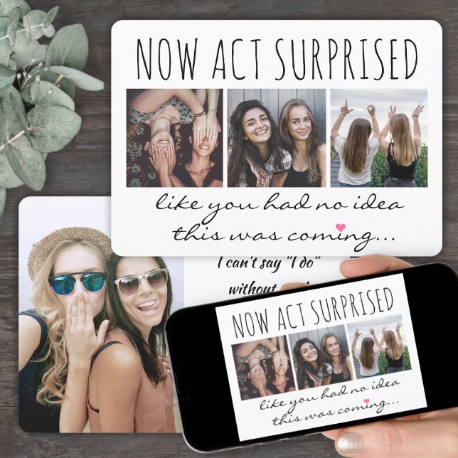 4 Photo Maid of Honor or Bridesmaid Proposal Funny Invitation (Creator Uploaded)