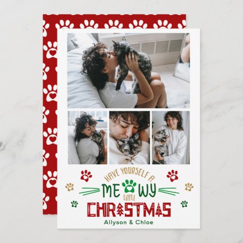 4 Photo Meowy Little Christmas Holiday Card