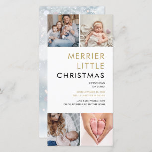 4 Photo Merrier Little Christmas Birth Holiday Card