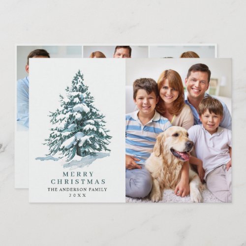 4 PHOTO Minimalist Christmas Tree Greeting Holiday Card