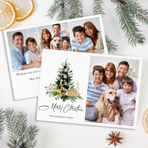 4 PHOTO Minimalist Christmas Tree Greeting Holiday Card