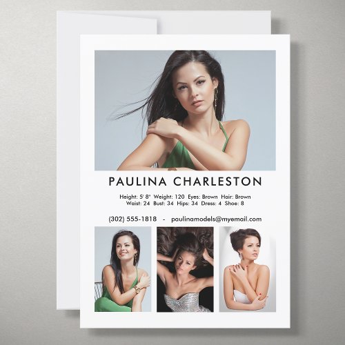 4 Photo Model Actor 5x7 CompZed Card Template