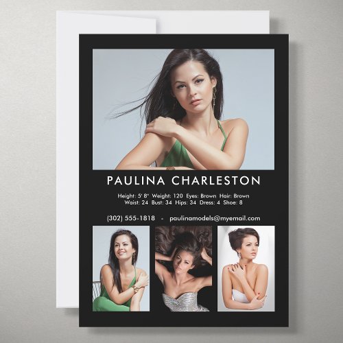 4 Photo Model Actor 5x7 CompZed Card Template