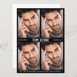 4 Photo Model Actor Comp Card Black Template
