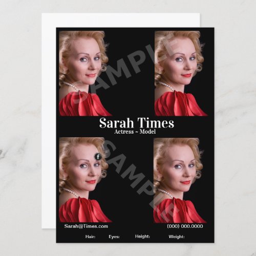 4 Photo Model Actor Comp Card Blk Template