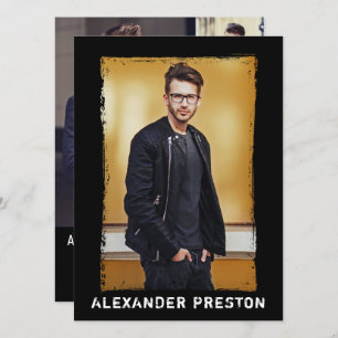 4 Photo Model Actor Comp Card Grunge 5.5x7.5