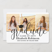 4 Photo Modern Elegant Script Graduation Party Invitation | Zazzle