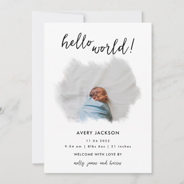 4 Photo Modern Simple Birth Announcements (Front)
