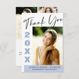 4 PHOTO Modern Simple Minimalist Graduation Thank You Card