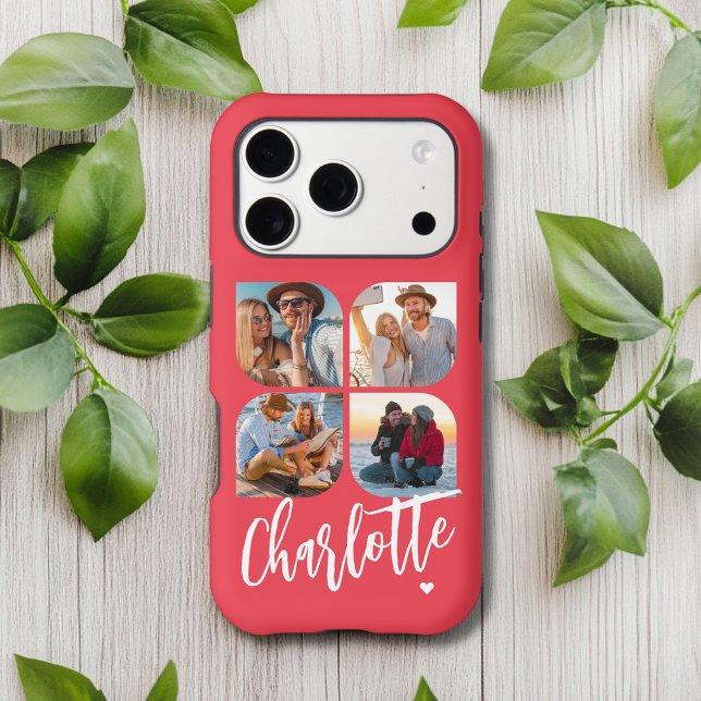 4 Photo Modern Trendy Personalized Name Case-Mate iPhone Case (Creator Uploaded)