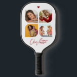 4 Photo Modern Trendy Simple Personalized Name Pickleball Paddle<br><div class="desc">4 Photo Modern Trendy Simple Heart Personalized Name Pickleball Paddle features four of your favorite photos with your personalized name in elegant red calligraphy script accented with a love heart. Personalize by editing the text in the text box provided. Perfect for birthday, Christmas, Mother's Day, baby showers, bridal showers, mom,...</div>