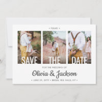 4 Photo Modern Typography Unique Simple Wedding Save The Date