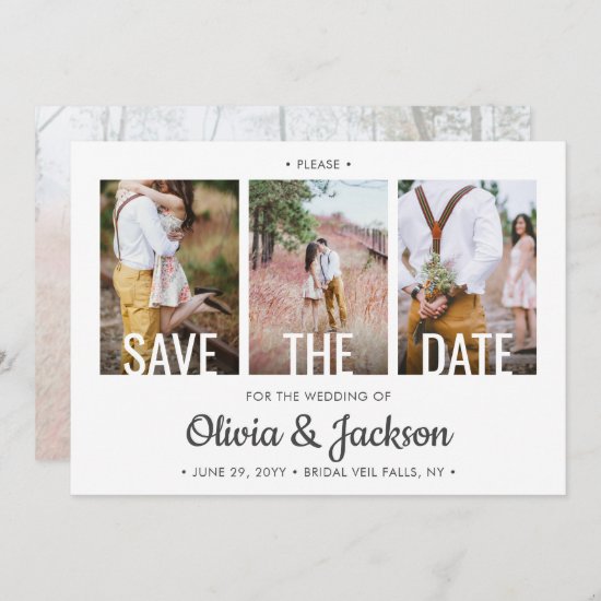 4 Photo Modern Typography Unique Simple Wedding Save The Date