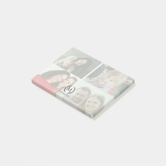 4 Photo Monogram Personalize Notes (Angled)