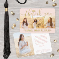 4 Photo New Address Blush Pink and Gold Graduation