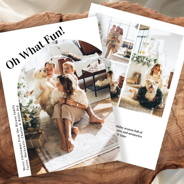 4 Photo oh What Fun Christmas Holiday Card (4 Photo oh What Fun Christmas template card from Ricaso. Add your own photos and text message)