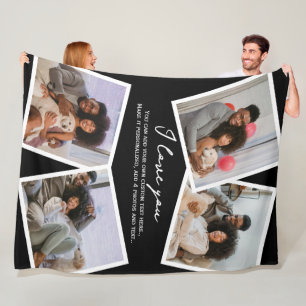 4 Photo Personalized and Text Template Fleece Blanket