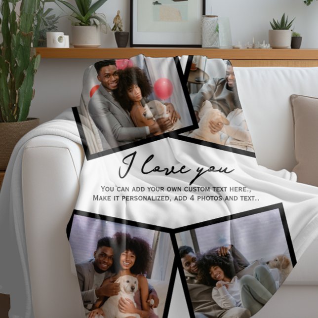 4 Photo Personalized and Text Template Fleece Blanket (4 Photo Personalized and Text Template Fleece Blanket by Ricaso. Available in other colors
)