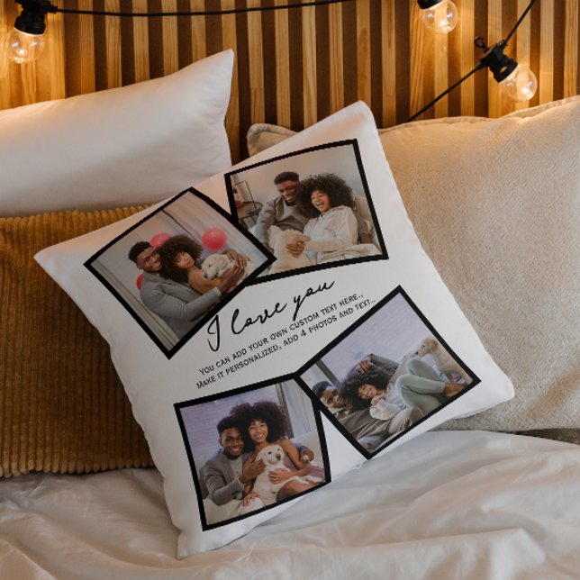4 Photo Personalized and Text Template Throw Pillow (4 Photo Personalized and Text Template Throw Pillow by Ricaso. Make your own, upload photographs)