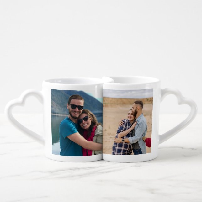 4 Photo Personalized  Coffee Mug Set (Front Nesting)