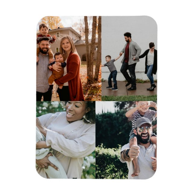  4 Photo Personalized Custom Collage Magnet (Vertical)
