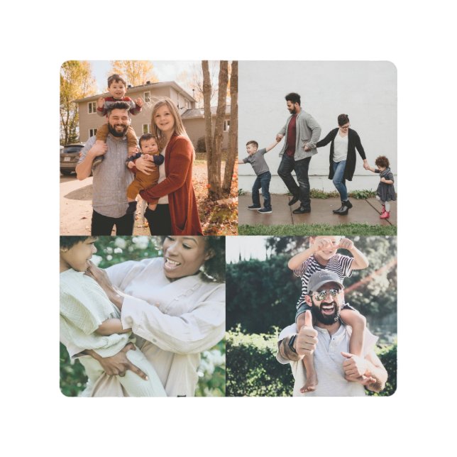  4 Photo Personalized Custom Collage Metal Print (Front)