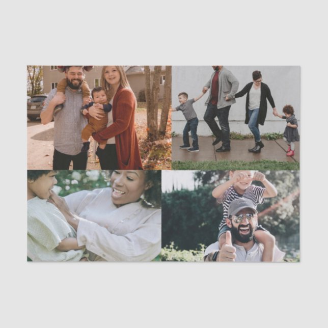  4 Photo Personalized Custom Collage Tissue Paper (Front)