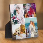 4 Photo Plaque With Stand Rounded White Template<br><div class="desc">Personalized 4 photo template table plaque featuring 4 changeable photos,  a rounded white frame and a built in stand at rear. A great unique gift for the family.</div>