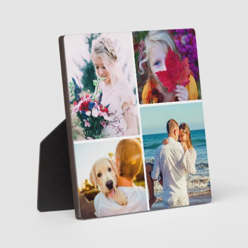 4 Photo Plaque With Stand Rounded White Template