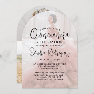 4 Photo Quinceañera Modern Overlay 15th Birthday Invitation