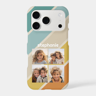 4 Photo Retro stripe pattern funky name Iphone 18 Pro Case