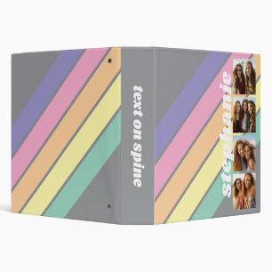 4 Photo Retro stripe pattern pastels 3 Ring Binder