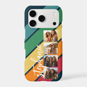 4 Photo Retro stripe pattern rainbow monogrammed iPhone 17 Pro Case