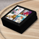 4 Photo Round Corners Black Gift Box<br><div class="desc">Personalized photo template jewelry or gift box featuring 4 changeable photos and round corners. A great unique gift for a loved one in the family.</div>