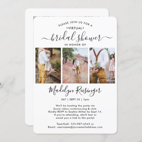 4 Photo Script Virtual Long Distance Bridal Shower Invitation