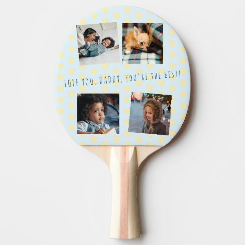 4 photo shoots collage Fathers Day Love you Daddy Ping Pong Paddle