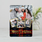 4 PHOTO Sparkle Merry Christmas Greeting Gold