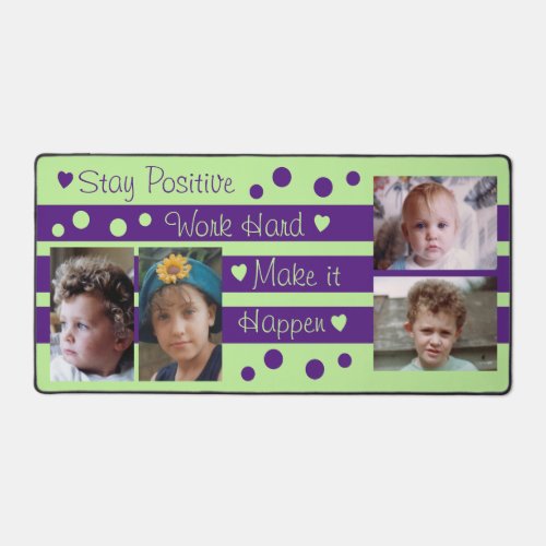 4 photo stay positive purple and green desk mat
