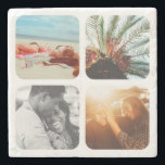 4 Photo Stone Coaster Template Grid Rounded Framed<br><div class="desc">Personalized Photo Grid Stone Coaster with Rounded Frames.</div>