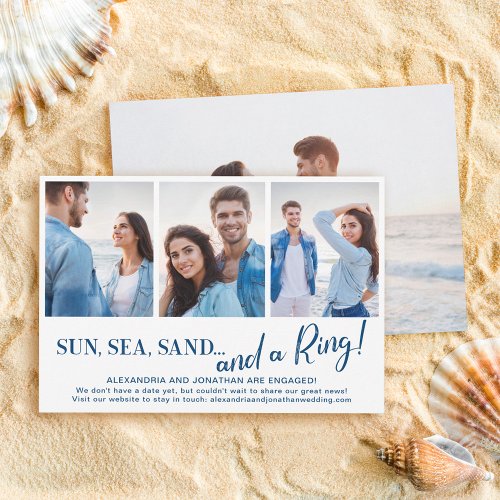 4 Photo Sun Sea Sand Engagement Announcement