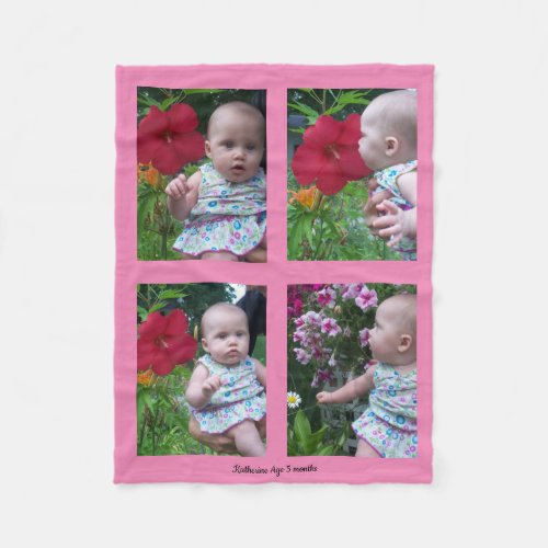 4 Photo Template In Pink Baby Fleece Blanket