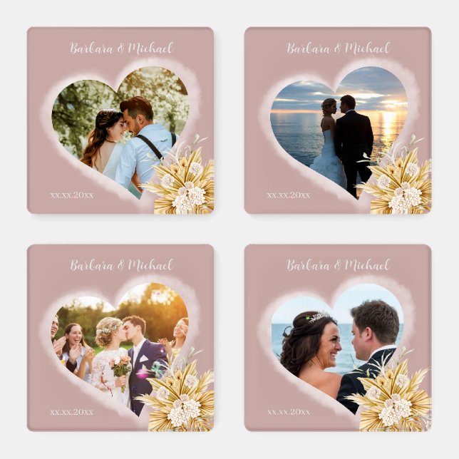 4 Photo Template Personalized Coaster Set (Set)
