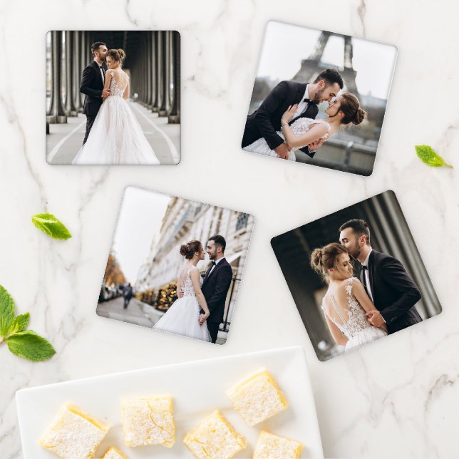 4 Photo Template Personalized Coaster Set (In Situ)