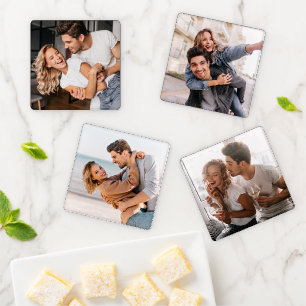 4 Photo Template Personalized Coaster Set