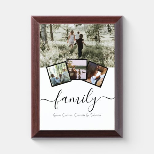 4 Photo Template Personalized Family Award Plaque