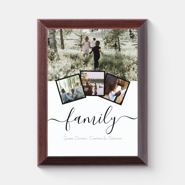 4 Photo Template Personalized Family Award Plaque (Vertical)