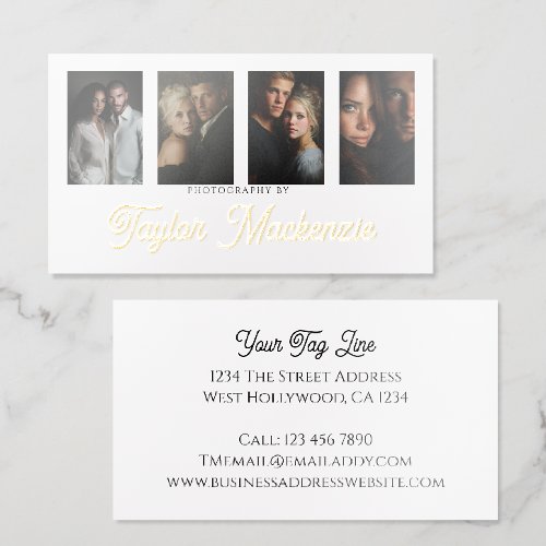 4 Photo Template Personalized  Foil Business Cards