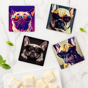 4 Photo Template Personalized Pet Coaster Set
